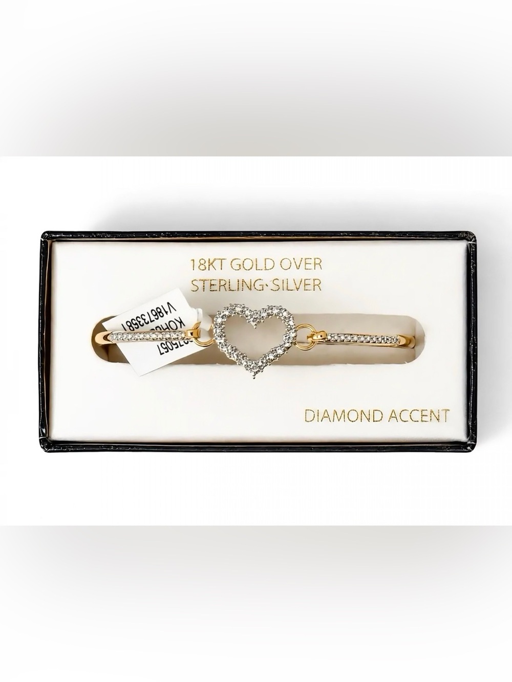 Kohl’s 18KT Gold Over Sterling Silver Diamond Accent Open Heart Bangle Bracelet